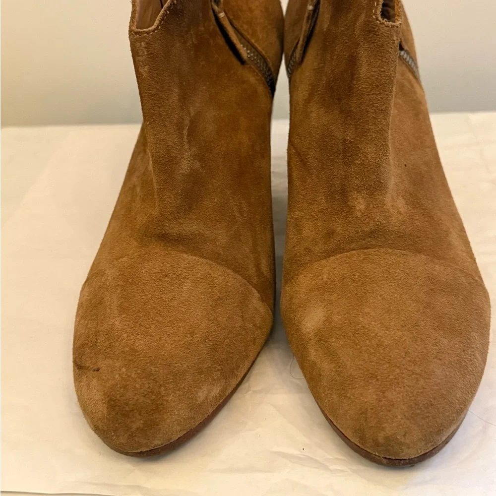 Rag & Bone Margot Tan Suede Side Zip Stacked Heel Ankle Boots Size 10 - Picture 8 of 13